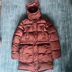 Hudson Men’s Puffy Parka Coat Puce Brown-Orange size Medium